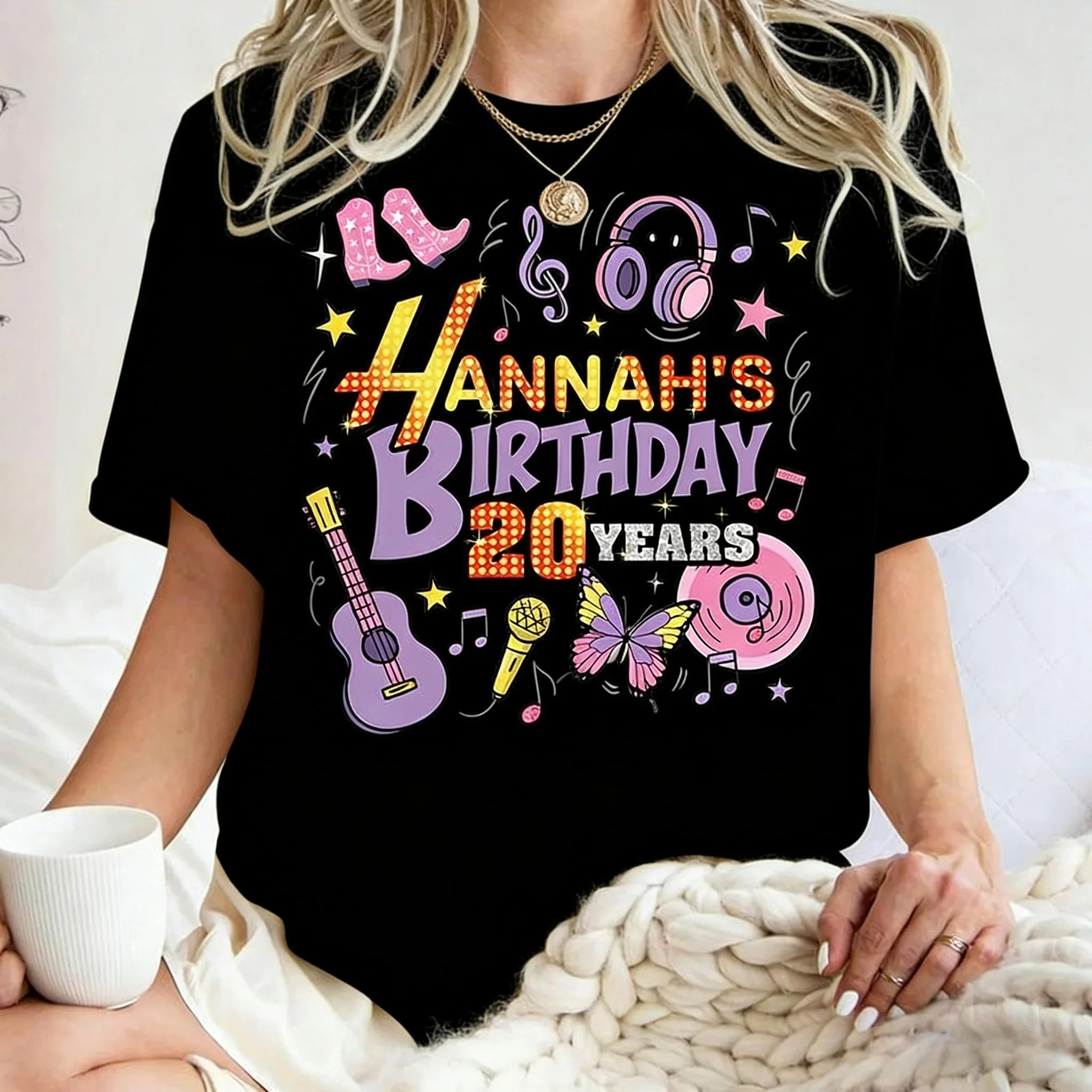 Camiseta de Moda Popular Vintage de Manga Corta 100% Algodón para Hombre y Mujer, Unisex, Oversize, Edición 20 Aniversario de Hannah Montana