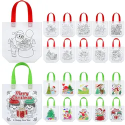 5PCS Cute Coloring Christmas Goodie Bags Birthday  Party Favor Bags   DIY Painting  Party Gifts  Bags Random pattern