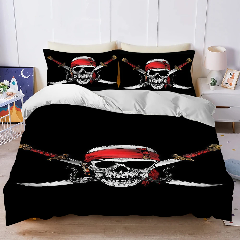 Pirate Skull ship Duvet Cover Set Soft Wash Bed 3 Piece Summer Comfortable Student Dormitory Home Baby Bedding Best seller