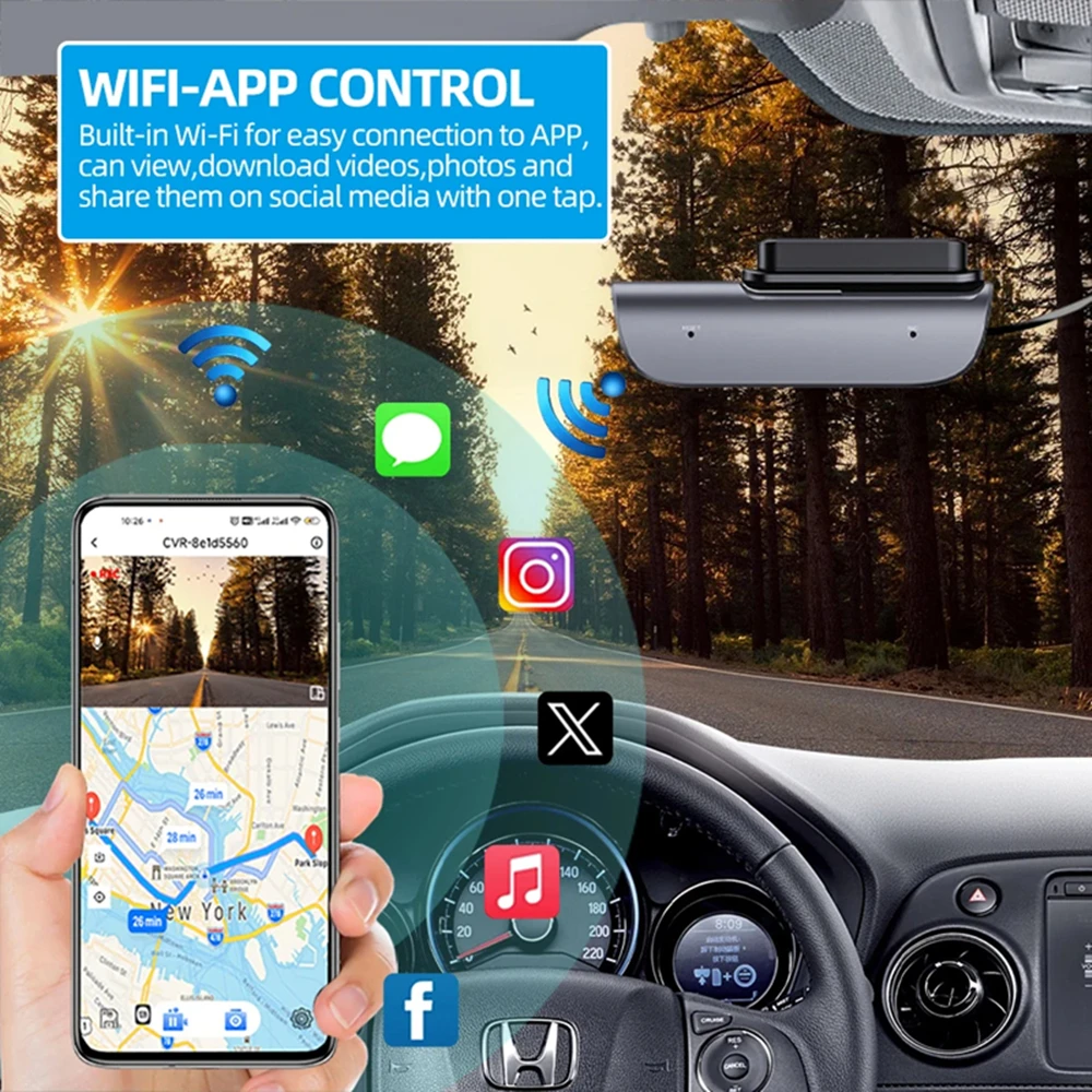 ACCEO 4K 차량용 블랙박스 전방 카메라 DVR 야간 시야 GPS WiFi 24시간 주차 영상 녹화 루프링 자동 녹화 기능 탑재 썸네일 4