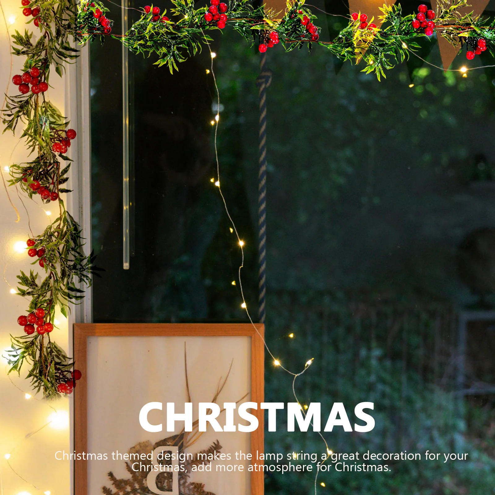 

1pc Christmas Light String Led Decorative Lamp Red Fruits Plastic Warm Light Strap Festival Party Home Xmas Decoration