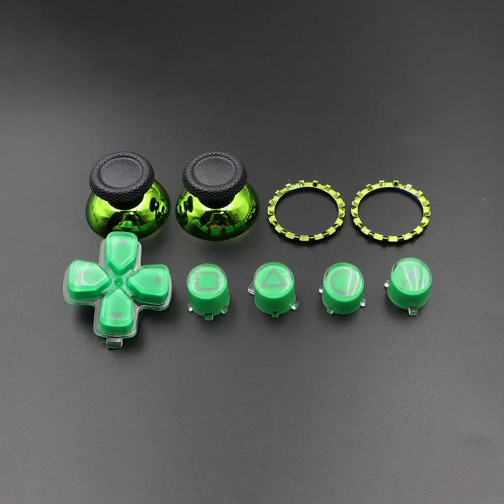 A B X Y Cross Crystal Button Mushroom Cap Thumbstick Joystick Cover with Accent Rings Chrome Metal For PS5 V1 V2 V3 Controller view 5