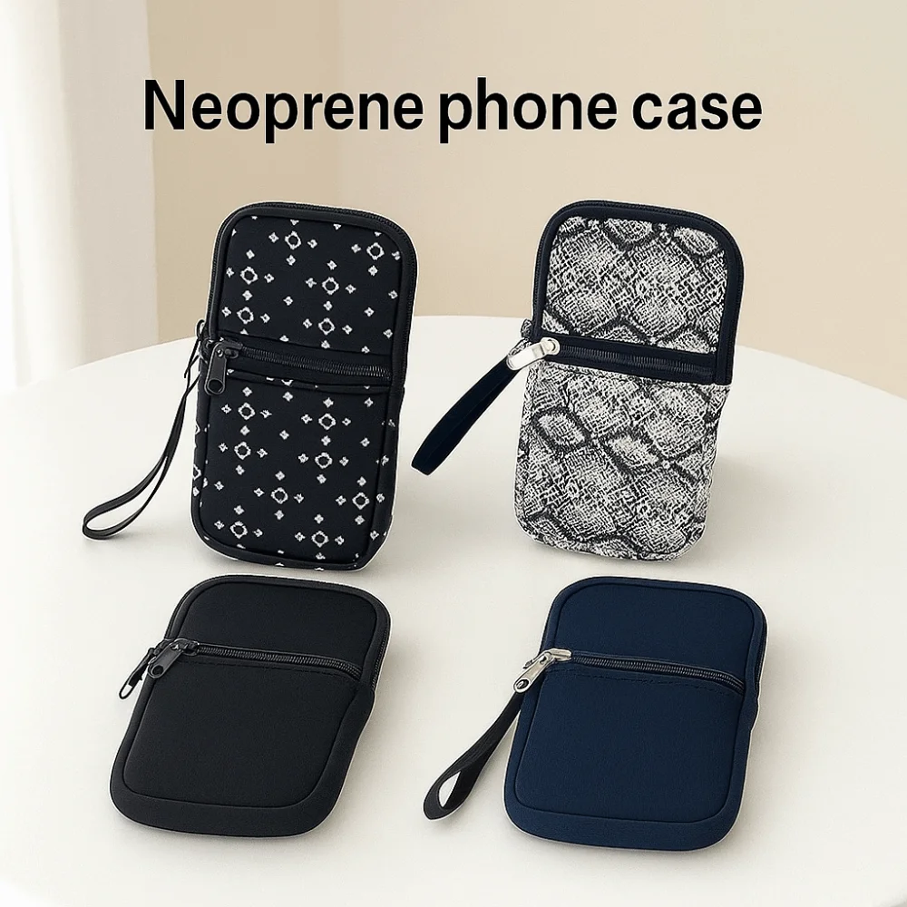 

Neoprene Zipper Phone Bag Belt Wearing with Handle Phone Protective Pouch Dustproof Soft Phone Bag Pouch Portable Power Source
