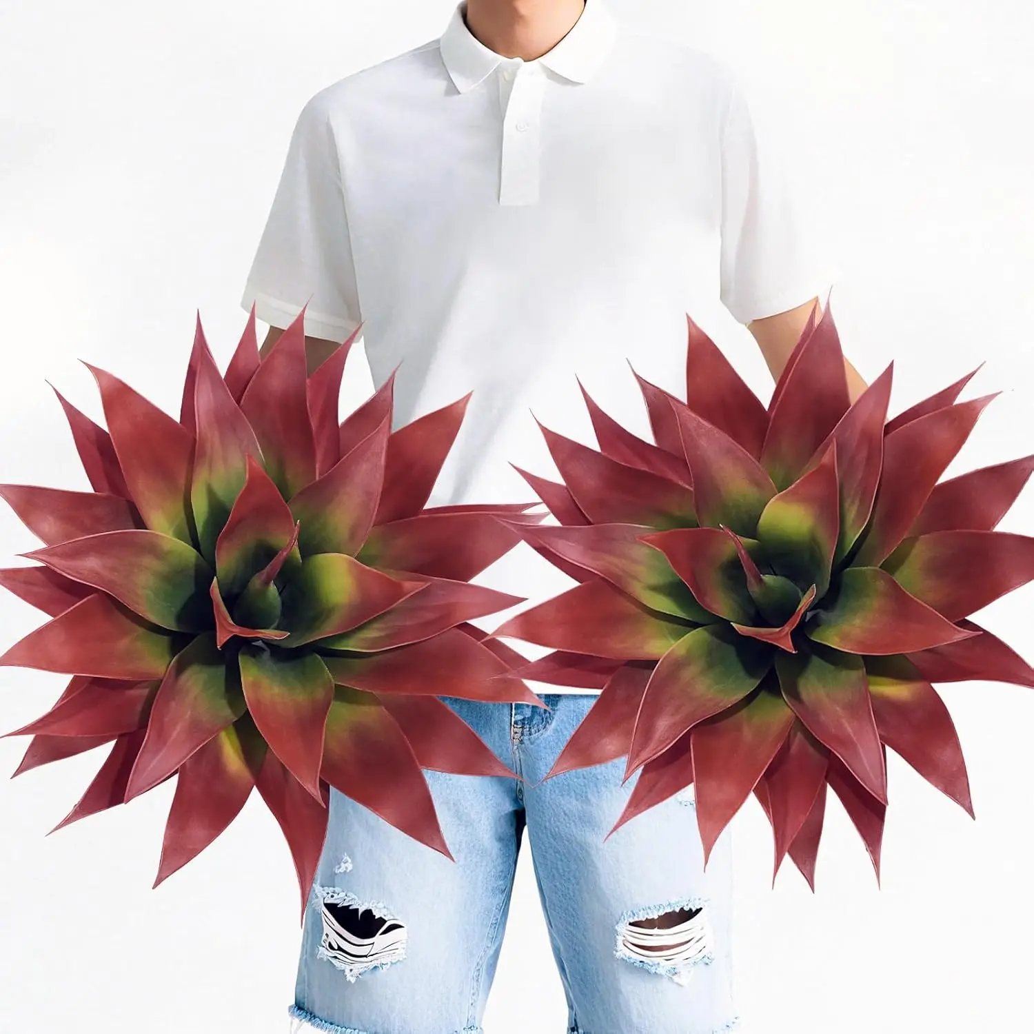 

Artificial Agave Plants 2PCS Large Red Realistic UV Resistant Faux Aesthetic for Outdoor Indoor Home Garden Porch Patio Decor