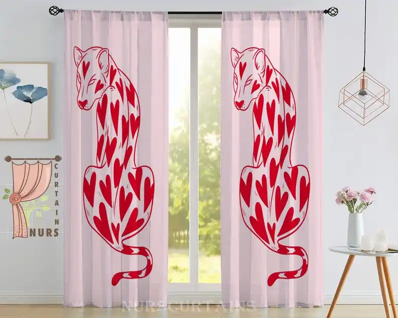 Heart Leopard Print Curtains: Funky Animal Pattern, Bold Love Style