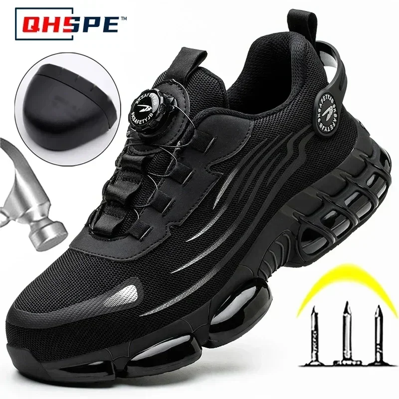 New Safetys Shoe Rotating Button Work Shoes Men Anti-smash Anti-puncture Shoes Fashion Men Sport Shoes Security Protective Boots