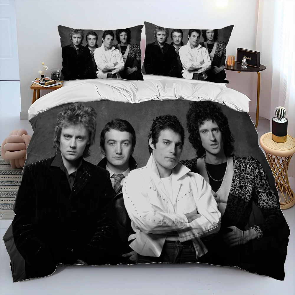 Freddie Mercury Queen-Rock-Band Comforter Bedding Set,Duvet Cover Bed Set Quilt Cover Pillowcase,King Queen Size Bedding Set Kid