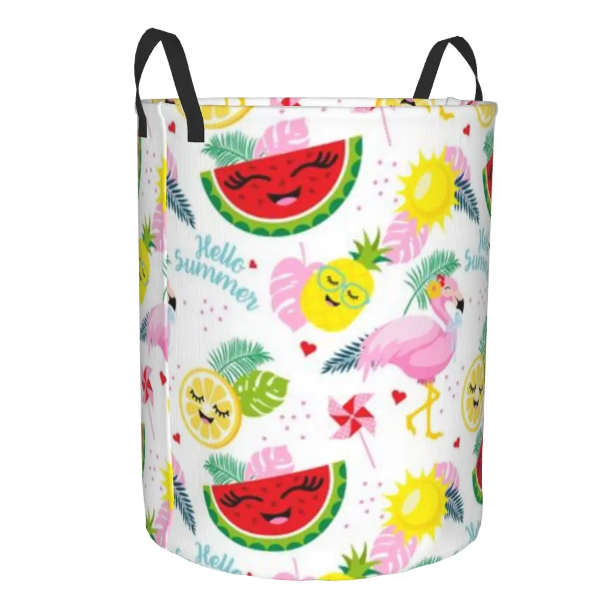 Laundry Basket Flamingos Watermelon Lemon Pineapple Folding Dirty Clothes Toys Storage Bucket Household