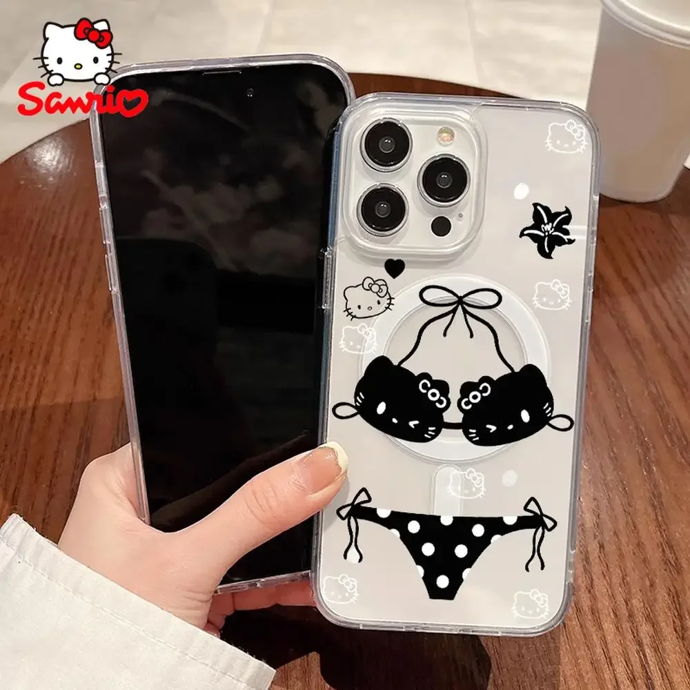 مرحبا كيتي جراب هاتف منع السقوط آيفون 16/15/14/13/12/11 فتاة جراب هاتف مرحبا كيتي الإكسسوارات 2025 جديد