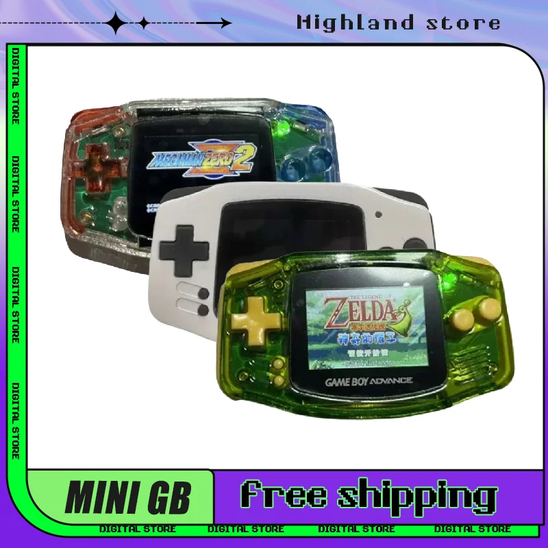 

Mini GB Handheld Game Console With Battery Ips Screen Gamer Console Transparent Mini Portable Gamepad Flip Machine GBA/NES Game