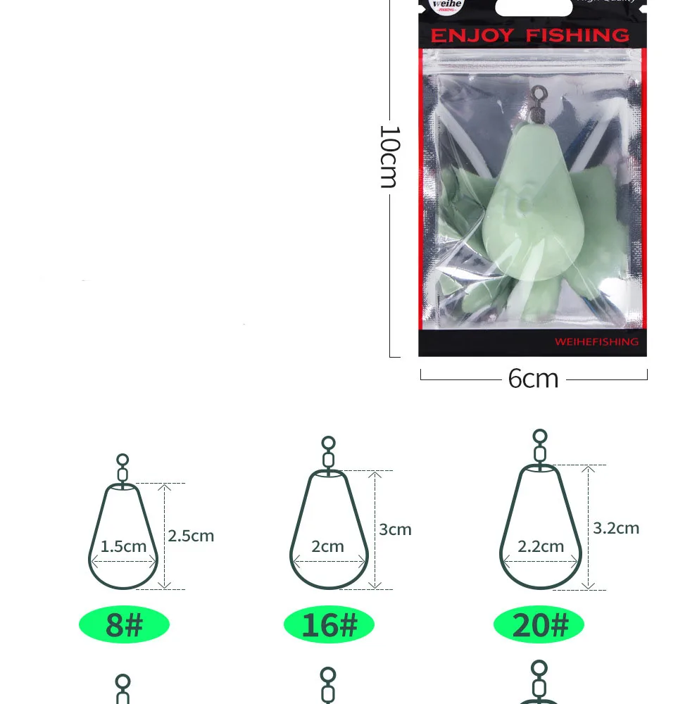 WEIHE Größe 8 # 30g Größe16 # 60g Größe20 # 75 g Größe 30 # 112,5 g Größe 35 # 130g Größe40 # 150 g leuchtendes Bleisinker – Detail 7