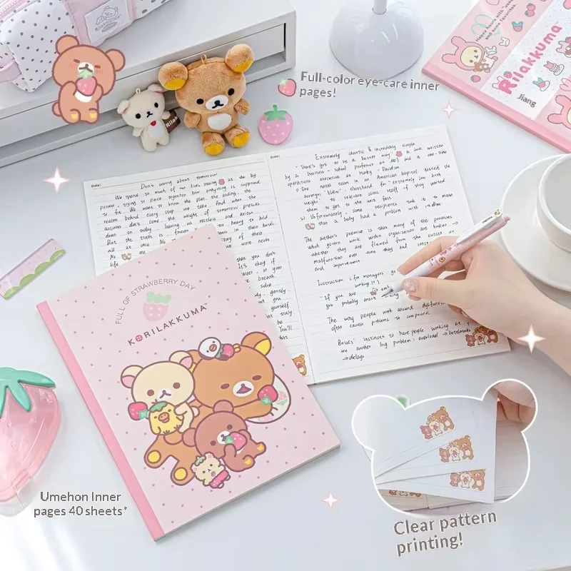 Picture 5: RosyPosy New Rilakkuma B5 Notebook 3 Pack Lined Pages Glue Bound Cute Cartoon Diary Journal For Office School Stationery Use