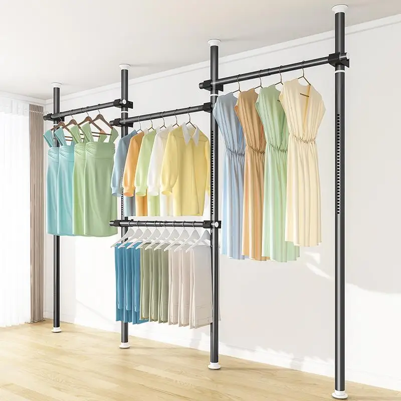 Expandable Clothes Drying Rack Bedroom Indoor Cabinet Iron Material Nordic Style Wardrobe Space Saving Clothes Hanger