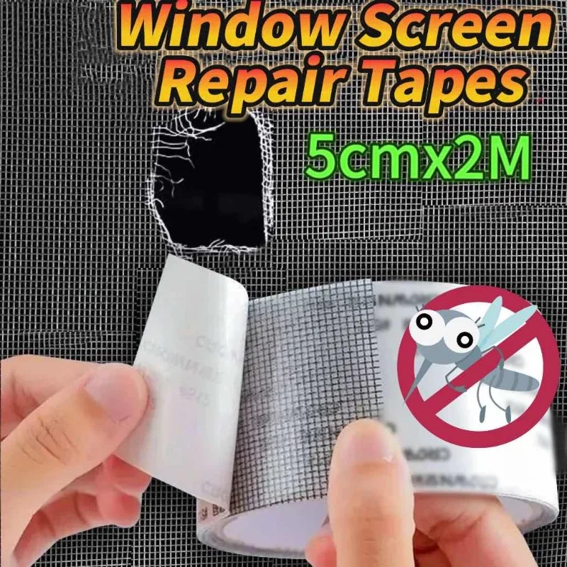 Window Screen Repair Tape Self-adhesive Mesh Door Fixed Patch Insect-proof Net Punch-Free Anti-mosquito Net Broken Hole Repair