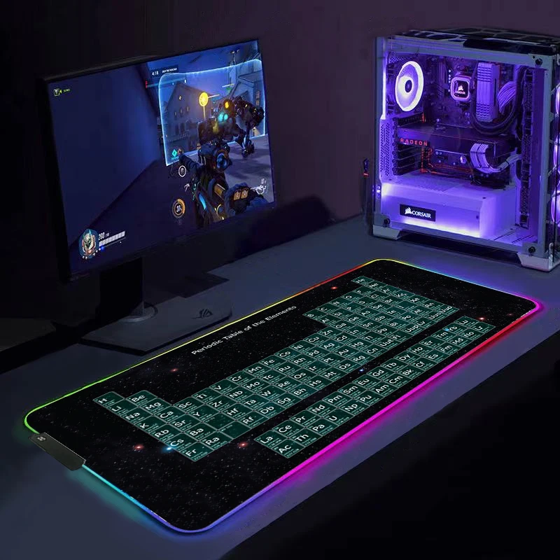 Alfombrilla de ratón con iluminación LED Rgb para Gamer, accesorios Kawaii para Gaming, ordenador, alfombrilla de escritorio