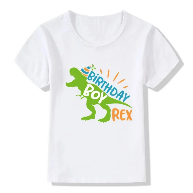 Matching Family Outfits For Birthday Boy Dinosaur Rex Theme Party Family Look T-shirt Kids Clothes Father Mother Daughter Son