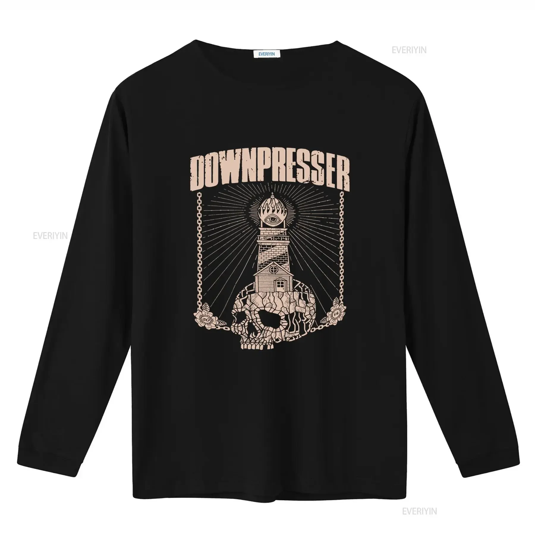 Downpresser Band Mens XL Hardcore Punk Beatdown T Shirt Twist Of Fate Design with Skull Lighthouse Eye Print vintage Washed