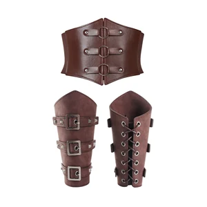 أساور مرصعة بجلد صناعي من العصور الوسطى ، مجموعة حزام عريض ، درع فايكنج ، إكسسوارات تأثيري أعلى 6 مجوهرات طبق الأصل مبيعات H ستيرن - No2