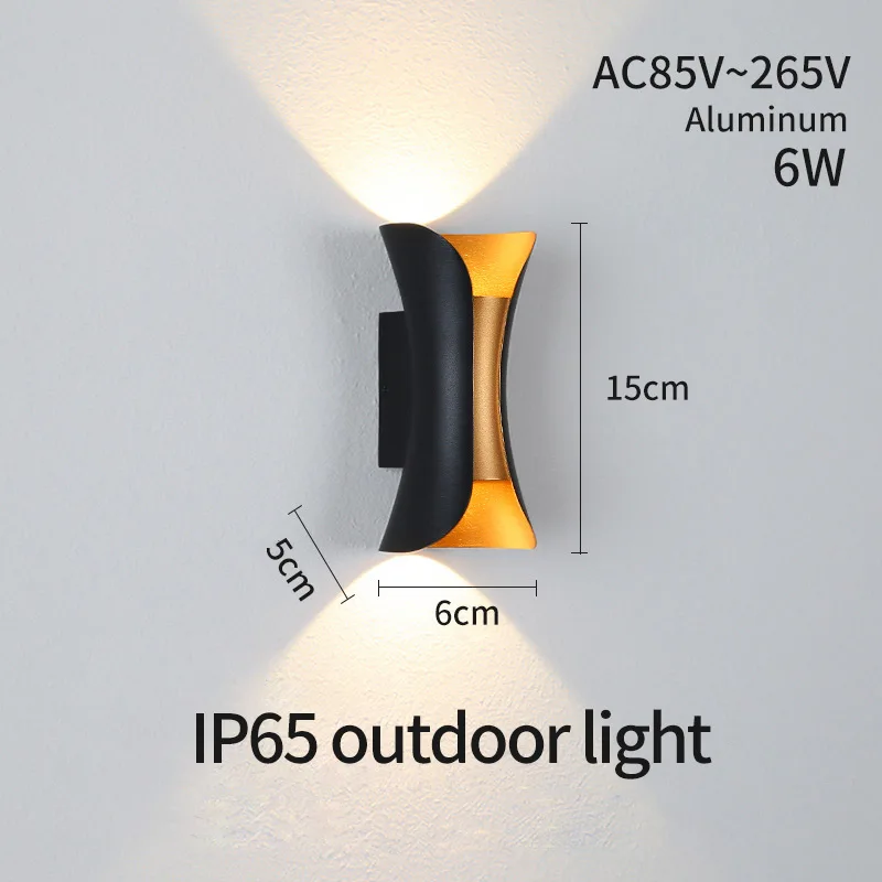 IP65 à prova d'água LED luz de parede ao ar livre jardim luz varanda luz jardim pátio banheiro quarto AC85-265V 6W 10W