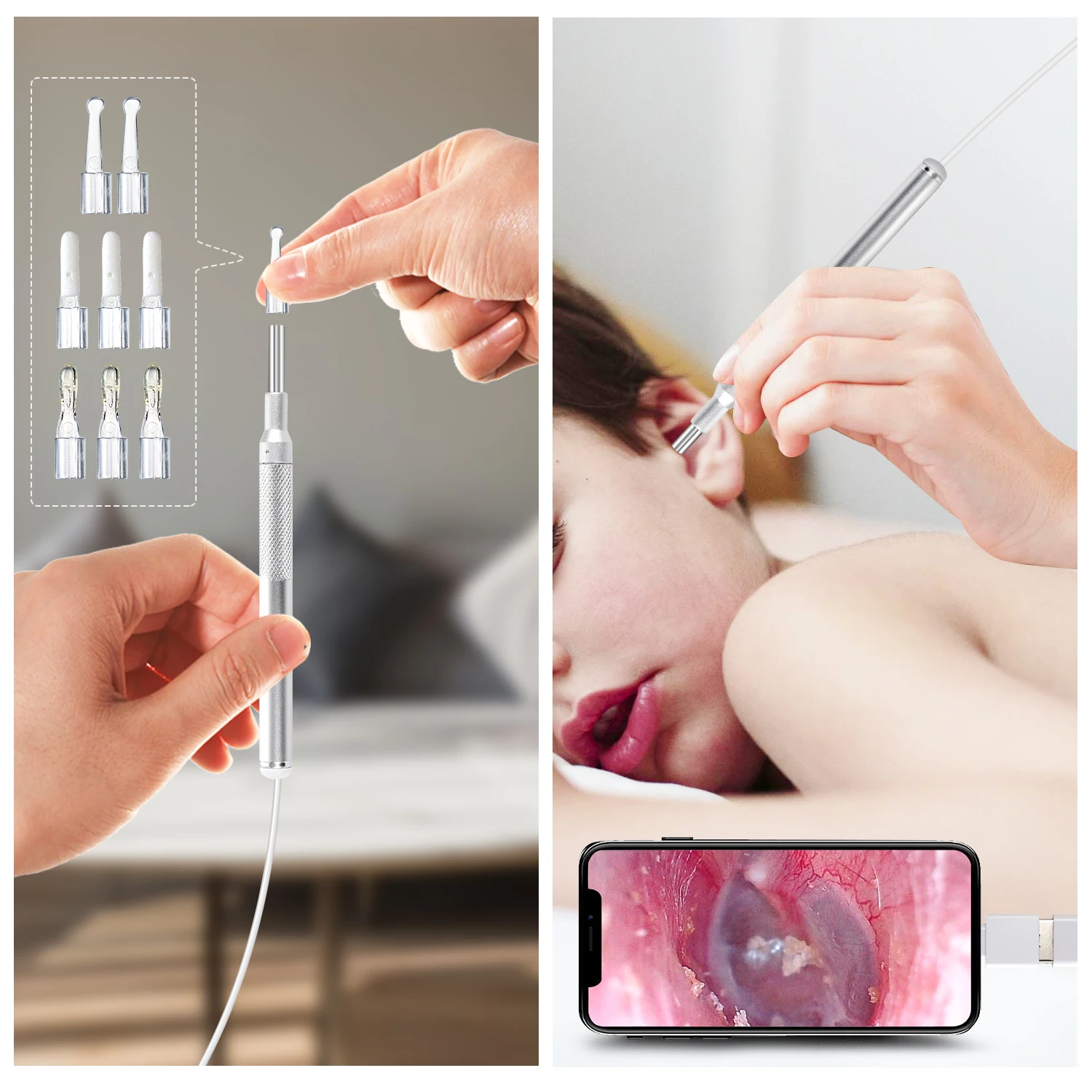 KERUI Smaller Lens 480P Mouth Nose Otoscope Inspection Endoscope Borescope Camera Ear Wax Cleaner Ear Picker For OTG Android PC