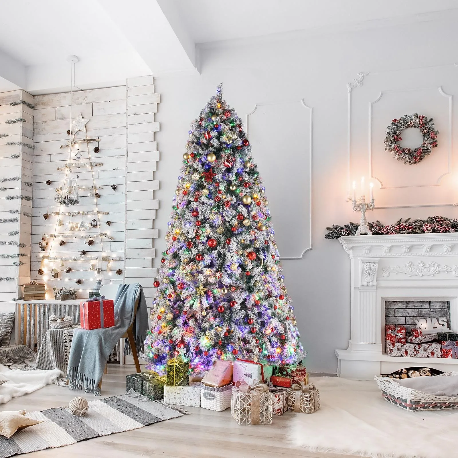 

9 FT Pre-Lit Party Xmas Christmas Tree Auto-Spread/Close Up with 900 LED Lights