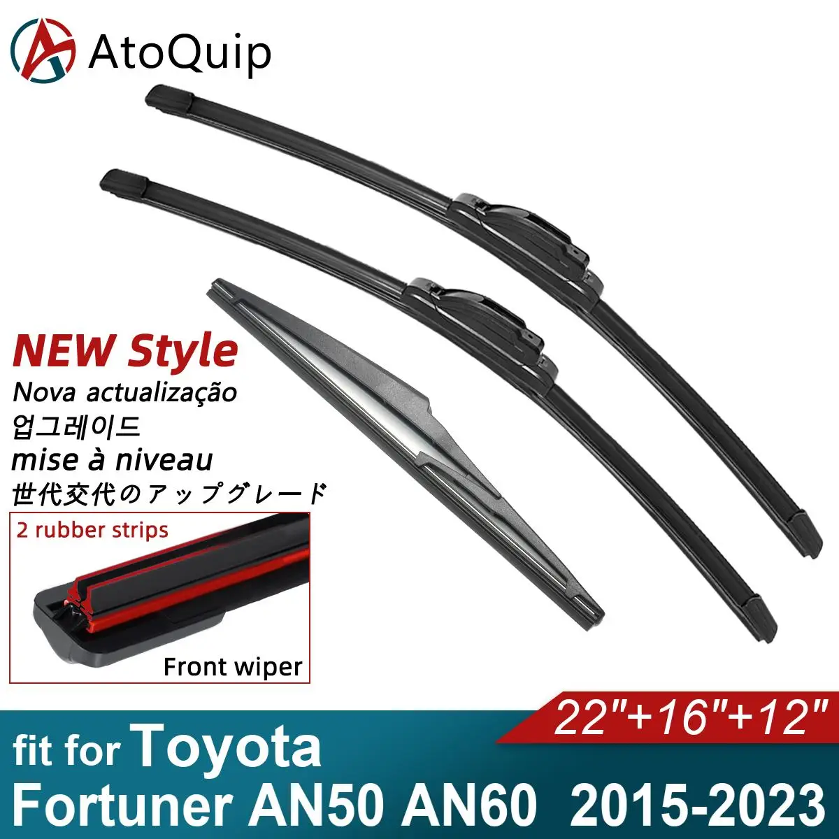 

Двойные резиновые автомобильные дворники для Toyota Fortuner AN50 AN60, передняя деталь 2023 2019 2020 2021