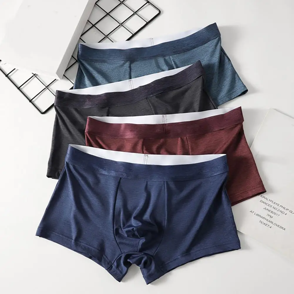 Men Boxer Underwear Widen Elastic Waistband Non-Slip Slim Fit Shorts Panties U-Convex Boxer Briefs for Daily Commuting Sports