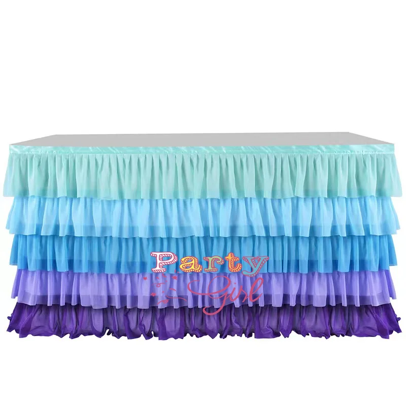 

New Design Chiffon Table Skirt Banquet Wedding Tablecloth Skirting Party Event Christmas Decoration