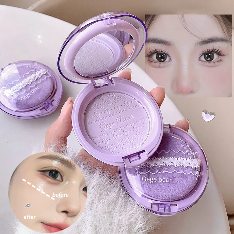 Purple Translucent Setting Powder Makeup Waterproof Oil Control Natural Matte Clear White Loose Face Pressed Powder Makeup Girls