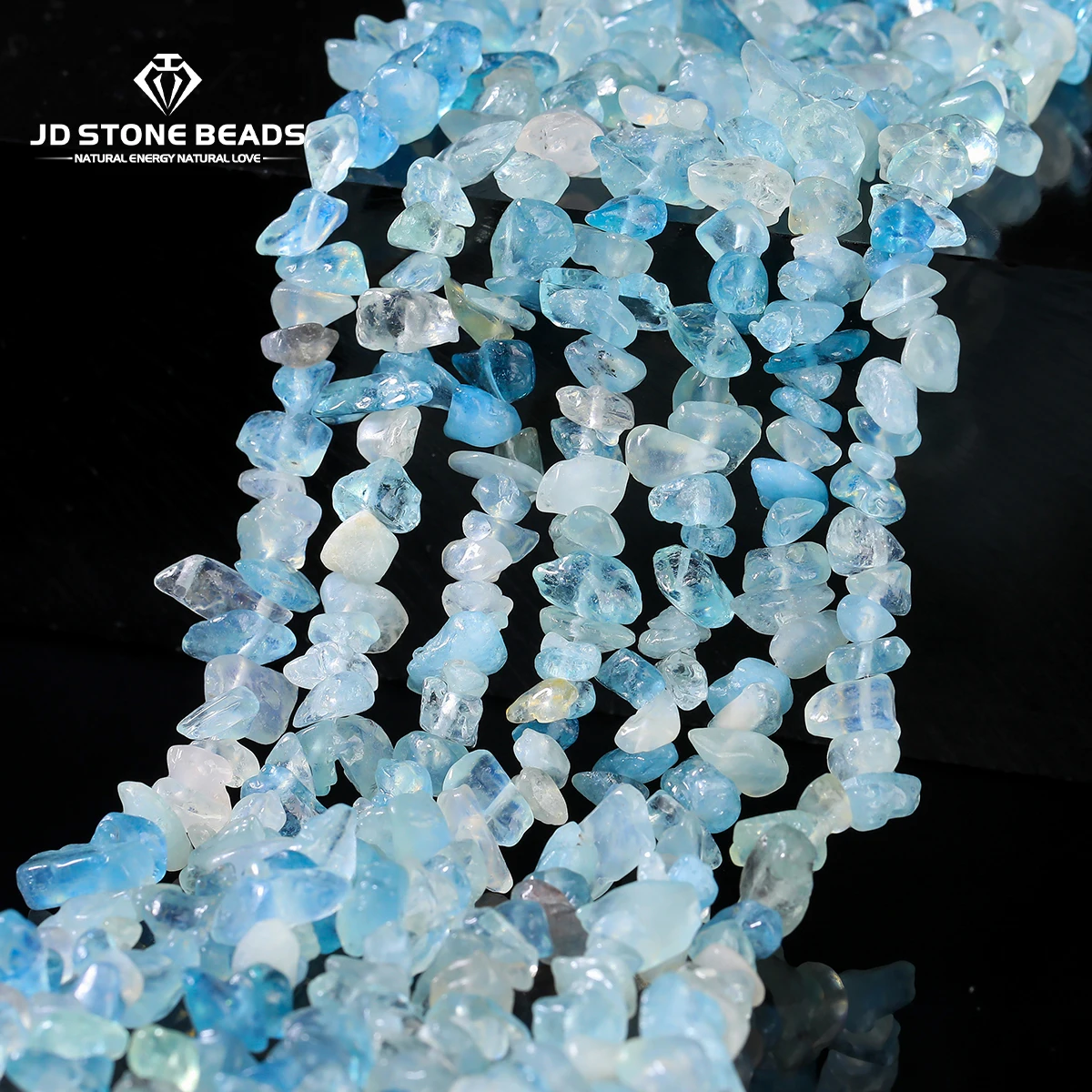 

5-8mm Natural Stone Aquamarine Chip Bead Loose Spacer Gravel Beads for Jewelry Making DIY Bracelet Necklace Accessory 32"Inch