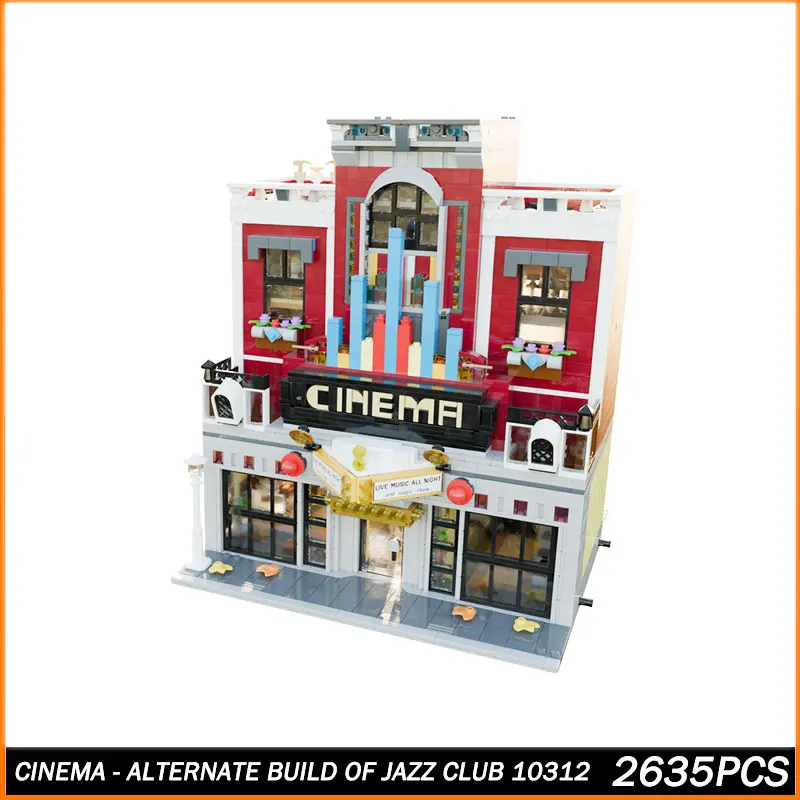

Строительный блок MOC MOC Street View Cinema-Jazz Club Модель кирпича Игрушки частицы Творческое образование Juguetes Рождественский подарок 2635 шт.