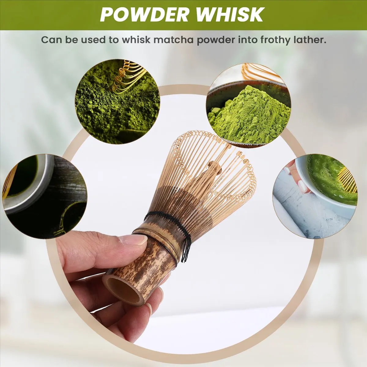 ABFW 80 Prongs Matcha Whisk Japanese Ceremony Bamboo Chasen Matcha Tea Powder Whisk Green Tea L