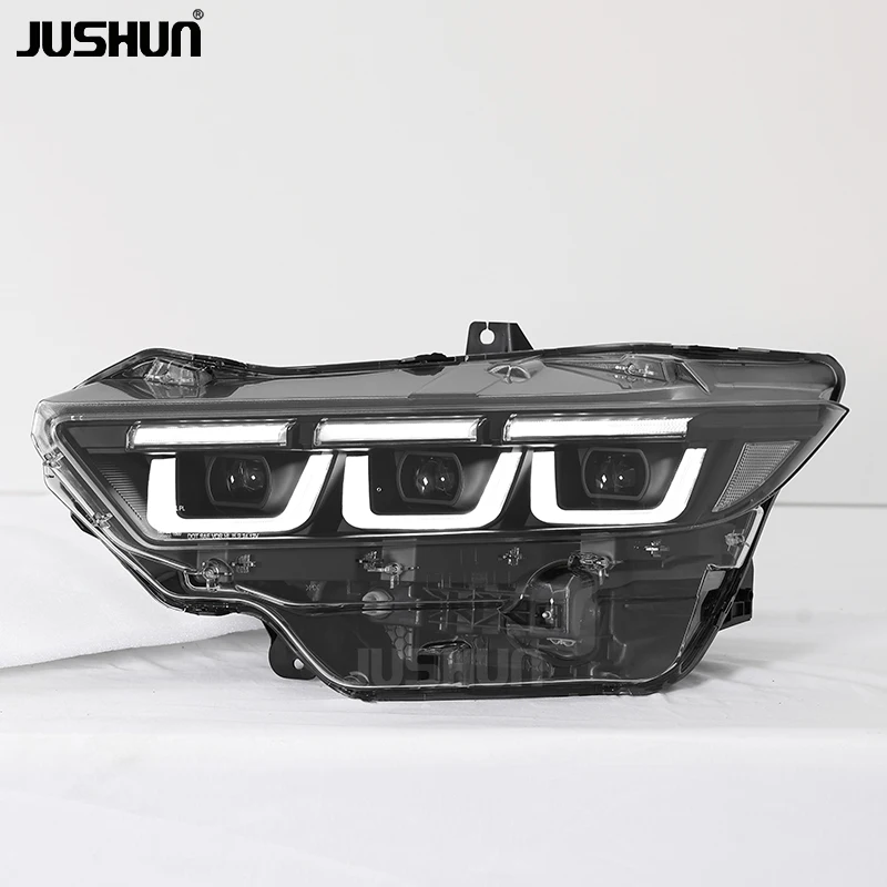 Upgrade Triple Lens LED Headlights Compatible Ford Mustang 24-26 Dynamic Flowing LED Turn Signal High Bright Projector Headlamp