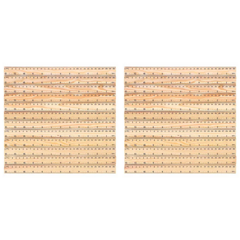 ABKN-24 X Wood Ruler Student Rulers Wooden School Rulers Office Ruler Measuring Ruler, 2 Scale (12 Inch And 30 Cm)