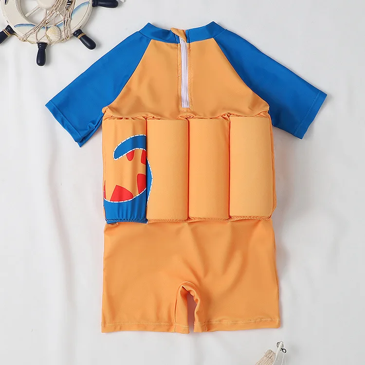 Swimsuits for boys, children's buoyancy swimsuits, short-sleeve one-piece swimsuits for boys, children, infants, and toddlers
