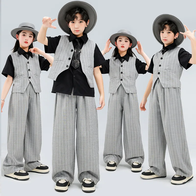 Child girl Jazz Dance Hip-Hop Boy Street Dance clothes suit Trendy Suit Locking Dance Popping Performance Costume kid outfits