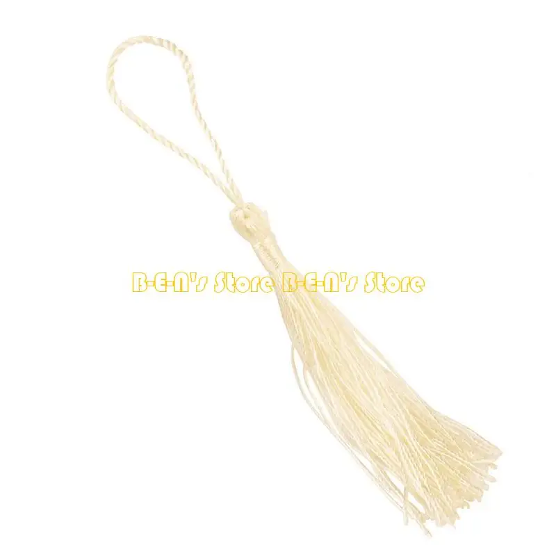 Y1AD Handmade Bead Decor Polyester Tassels for w/ Hanging Ring Silk