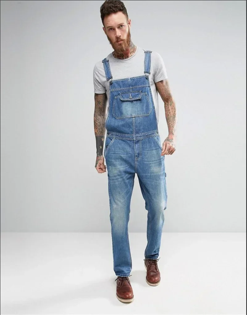 2024 Europe America Style Newest Overalls Jumpsuits Denim Pants Mens Dungarees Bib Pockets Rompers Baggy Trousers Fashion