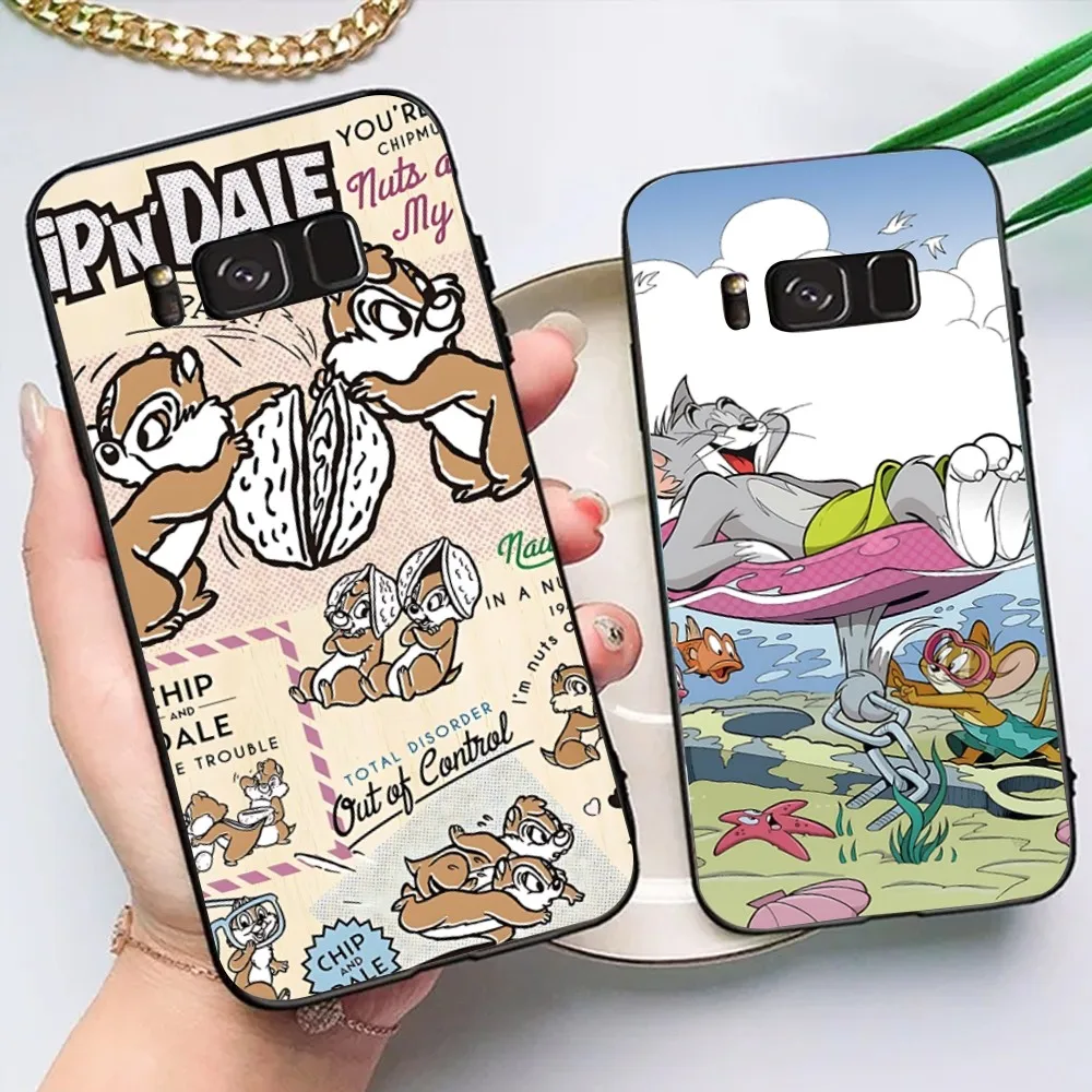 Chip 'n' Dale Cute Cartoo Phone Case For Samsung Galaxy A52 A12 A51 S21 Edge S22ULTRA S23 S20LITE Plus Ultra Black Cover