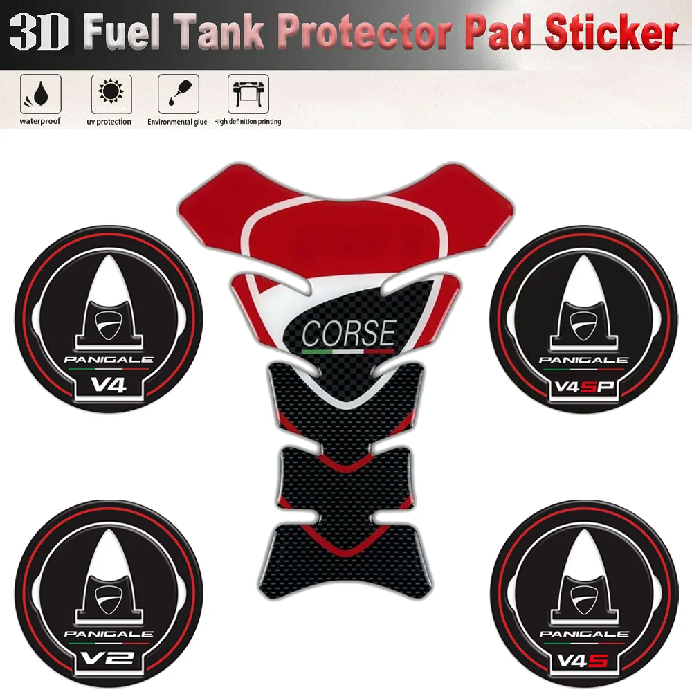 For Ducati Panigale 3D Tank Pad Stickers Motorcycle Accessories Protector GAS CAP Covers Parts Carbon Decals V2 V4 V4S V4SP 2022