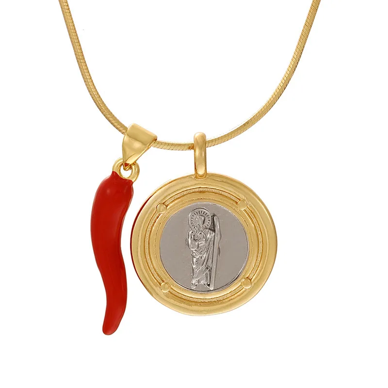 Religious Virgin Mary Pendant Chilli Charm Necklace 18k Gold Plated Necklace Party Religious Jewelry Gifts