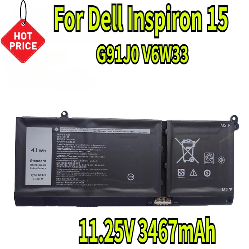 

11.25V 3467mAh G91J0 V6W33 Battery for Dell Inspiron 15 3511 3515 3520 13 5310 5320 5515 Latitude 3320 3420 Vostro 3510 5620 US