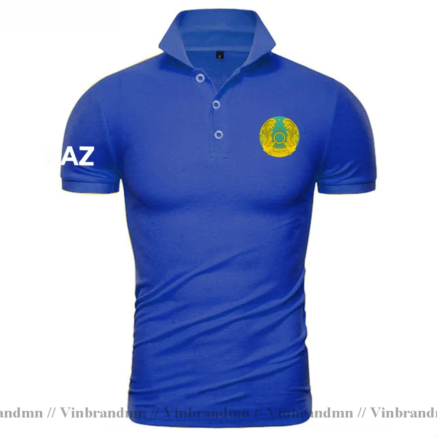 Kazakhstan Kazakh KZ Kazakhstani KAZ Polo shirts Men Classic Brand Country Flag Design 100% Cotton Nation Team Clothing Hot Sale