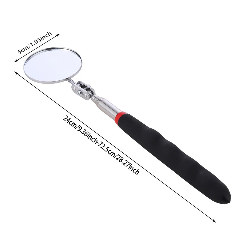 360 Degree Retractable Telescopic Inspection Detection Lens Round Mirror Silver Pocket Clip New Car Extend DIY Tools