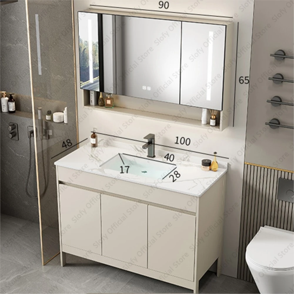 Multifunctional Bathroom Vanity Semi-enclosed Mirror Cabinet Integrated Modern Artistic Ceramic Vessel Sink Bathroom Furniture