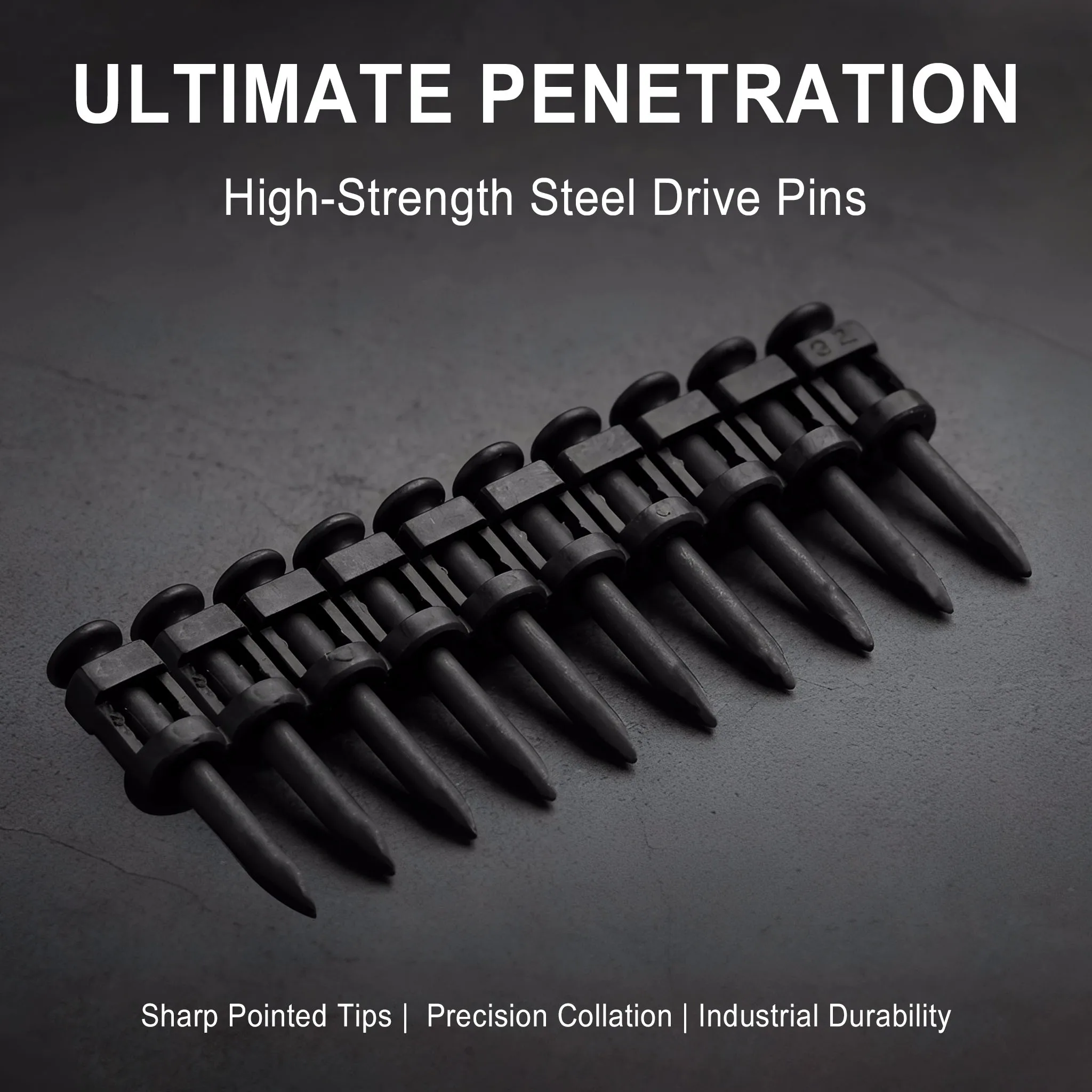 800PCS Masonry Wall Fasteners 2.9mm Concrete Nails 19/22/25/27/32/38mm Steel Drive Pins for Gas Powered Construction Tools