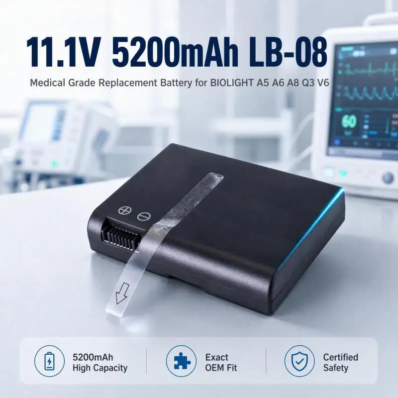 5200mAh Li-ion Medical Battery LB-08 12-100-0003 Compatible with BIOLIGHT A5 A6 A8 Q3 V6 Vital Signs Monitor Replacement Pack