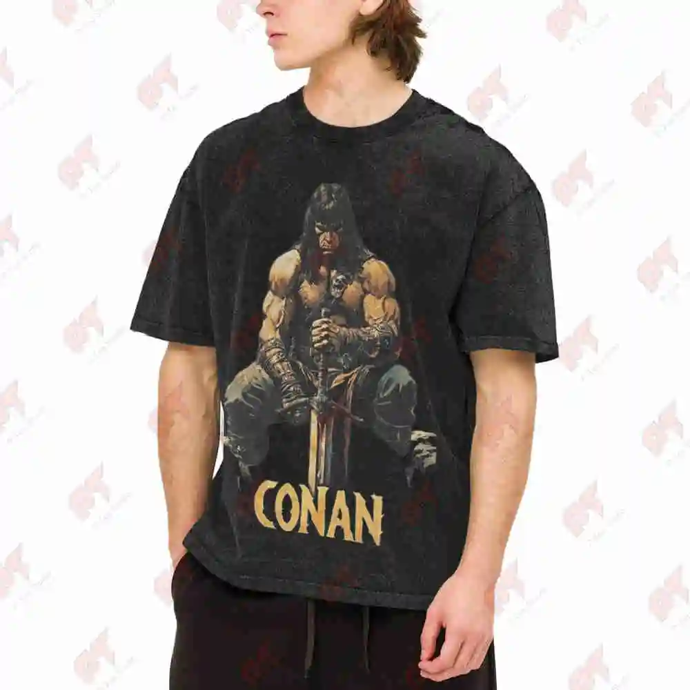 Conan The Grim Vintage Washed Tee Pure Cotton T-Shirt