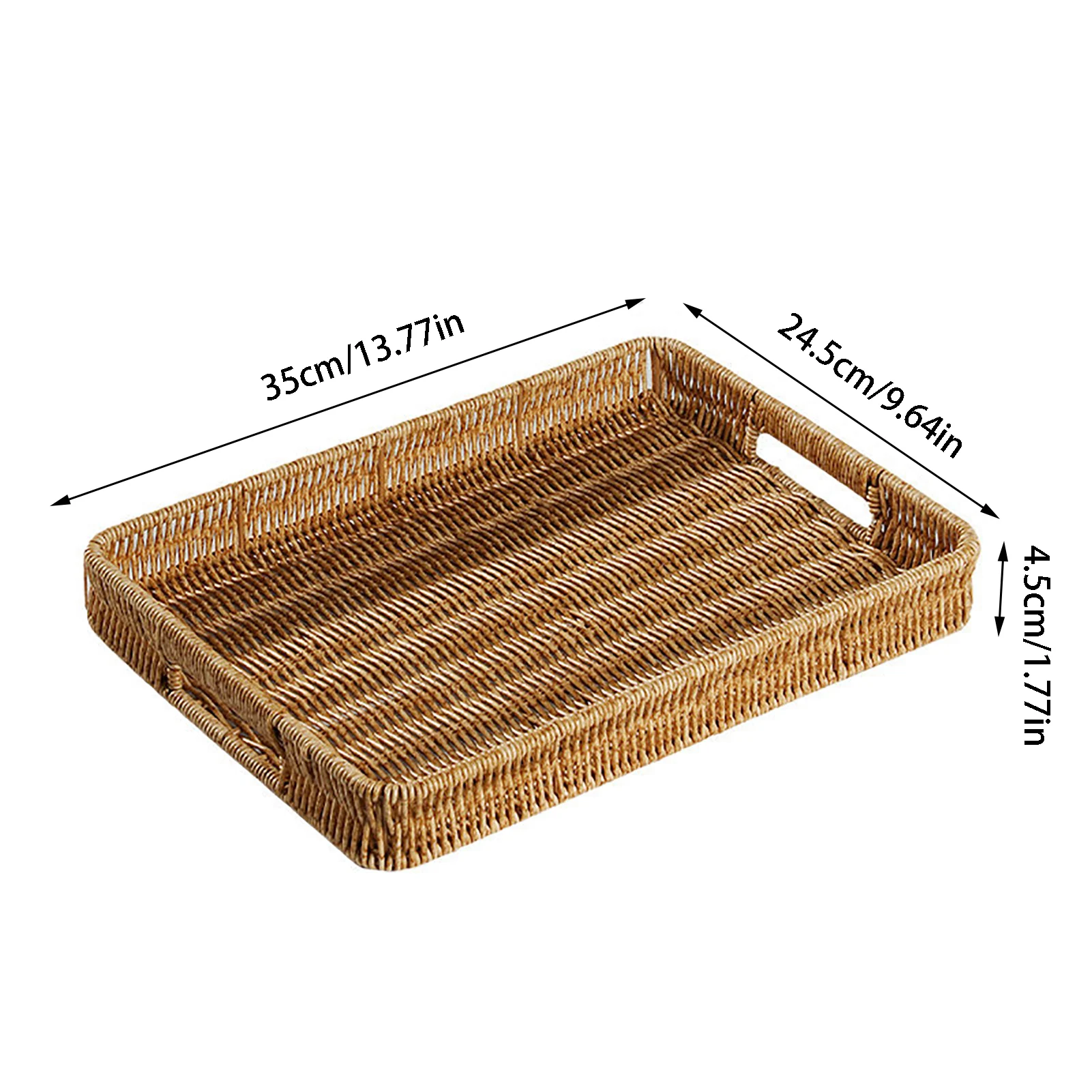 Rectangular Rattan Serving Tray Wicker Woven Basket Bathroom Tray Woven Bread Baskets With Handles Storage Basket For Parties