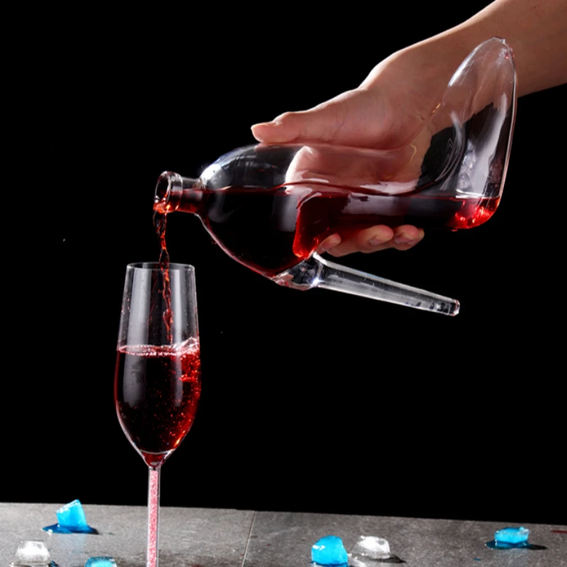 Lead-Free Glass Craft Wine Bottle High-Heeled Shoe Shape Red Wine Decanter Bar Tools  Beverage Container Decorative